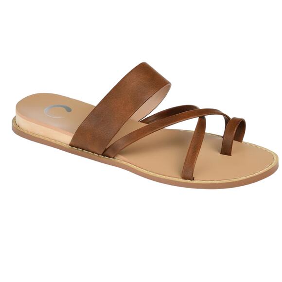 Journee Women's Eevie Toe Ring Sandals Brown Size 6 1/2 - Picture 1 of 4